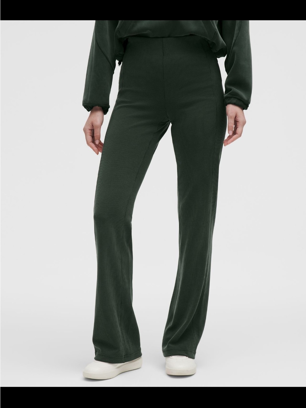 lululemon athletica Dark Green Ribbed High-Rise Flare Pants